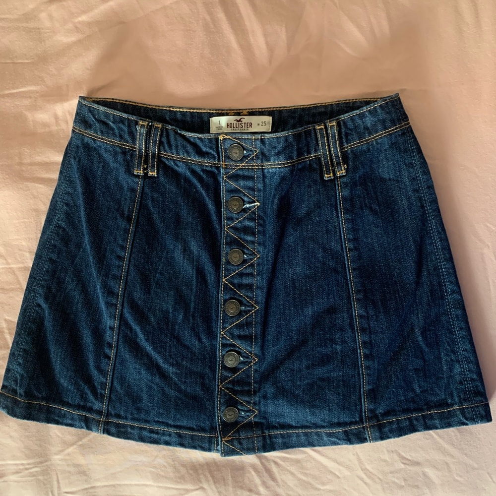 Women's Dark Blue Button Mini Skirt
